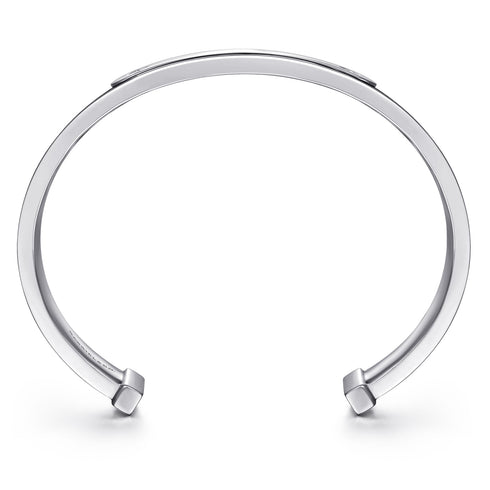 Contemporary 925 Sterling Silver and Leather ID Cuff Bracelet - 4