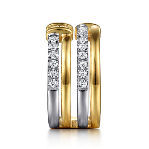 Bujukan Bold 14K White and Yellow Gold Diamond Easy Stackable Ring - 4