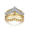 Bujukan Punk 14K Yellow Gold Triple Row Chevron Diamond Ring - 2