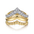 Bujukan Punk 14K Yellow Gold Triple Row Chevron Diamond Ring - 2