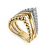 Bujukan Punk 14K Yellow Gold Triple Row Chevron Diamond Ring - 4