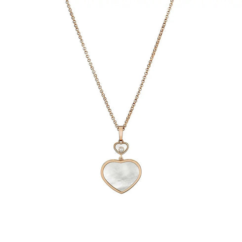 Happy Hearts Double Dangle Heart Diamond And Mother Of Pearl Pendant - 1