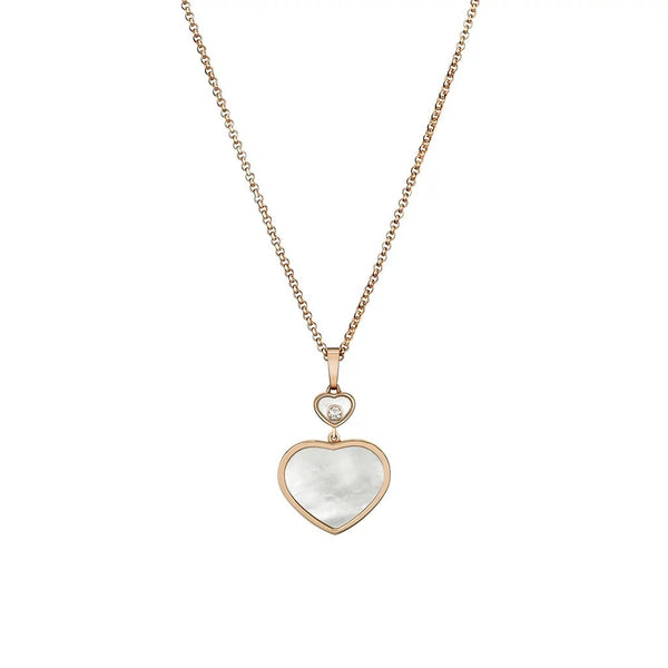Happy Hearts Double Dangle Heart Diamond And Mother Of Pearl Pendant - 1
