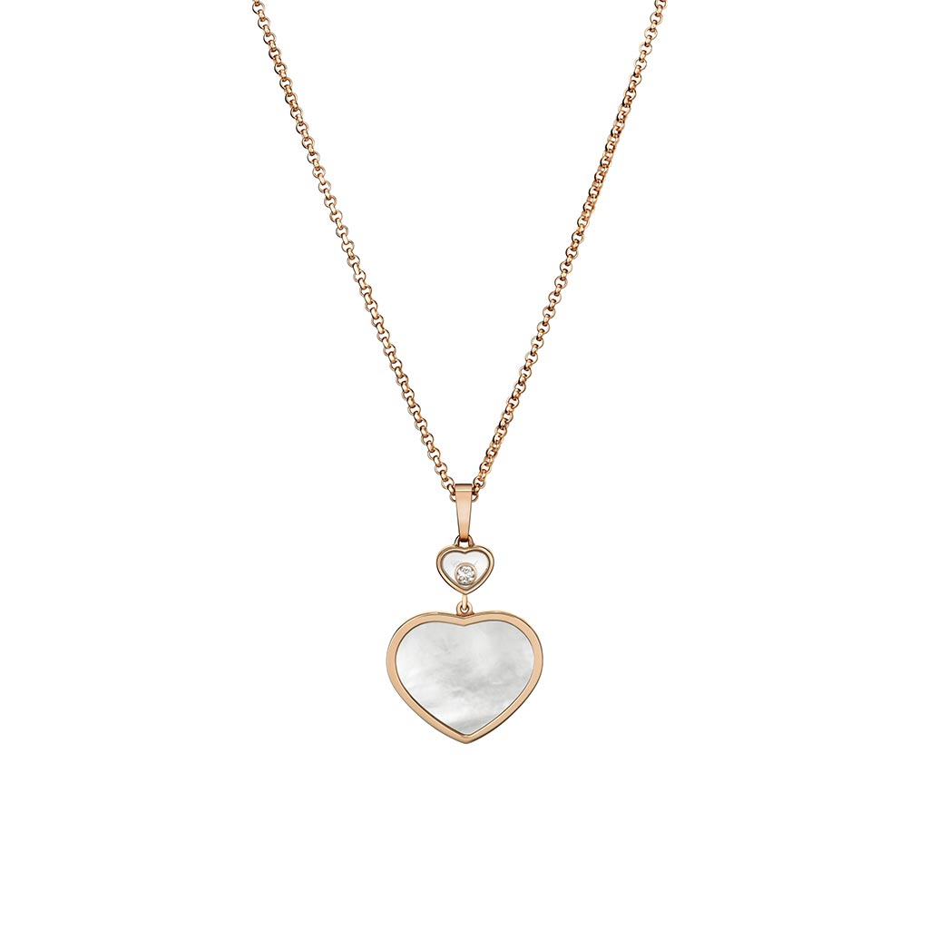 Happy Hearts Double Dangle Heart Diamond And Mother Of Pearl