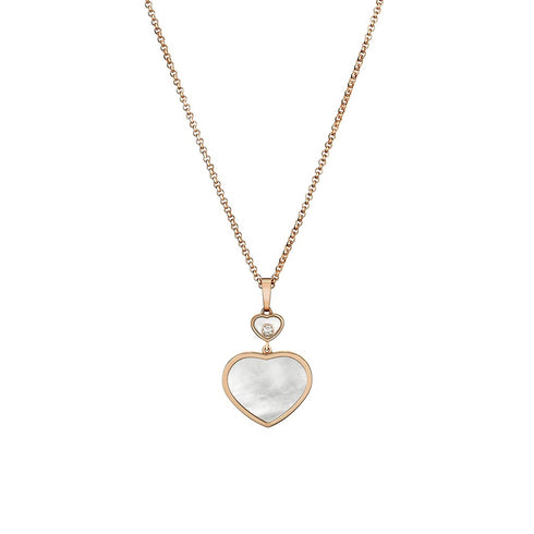 Happy Hearts Double Dangle Heart Diamond And Mother Of Pearl Pendant - 1