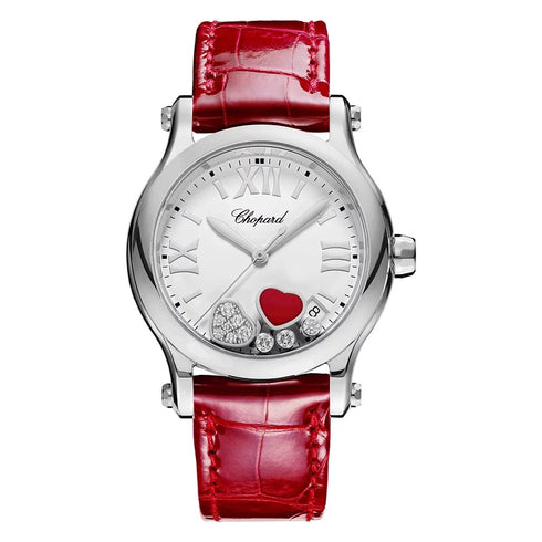 Happy Hearts on Red Alligator Watch - 1