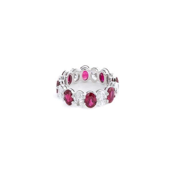 Ruby & Diamond Oval Eternity Band - 1