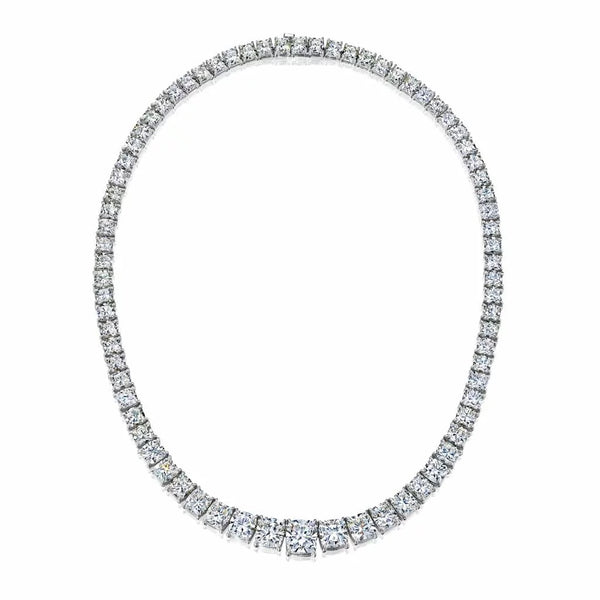Tennis Chunky Cushion Diamond Necklace - 1