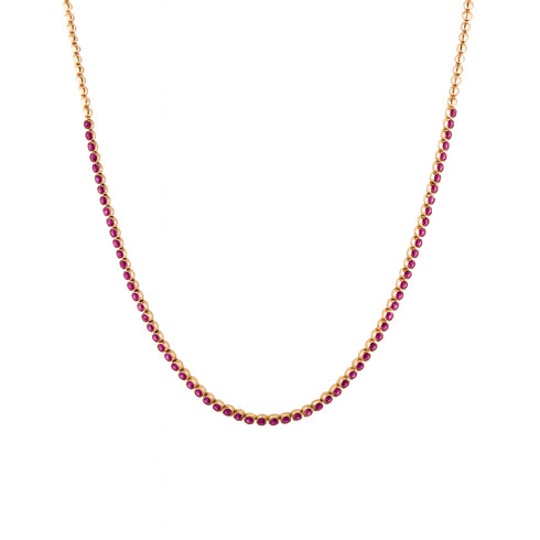 Rose Gold Pink Sapphire Tennis Necklace - 1