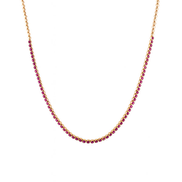 Rose Gold Pink Sapphire Tennis Necklace - 1
