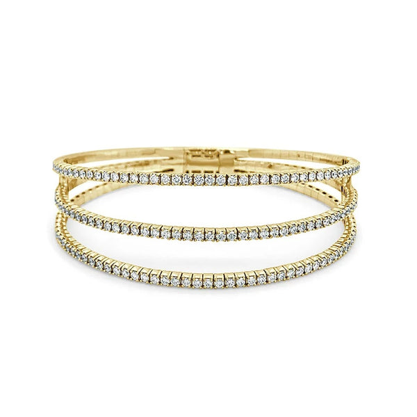 Flexible 3 Row Diamond Bangle - 1