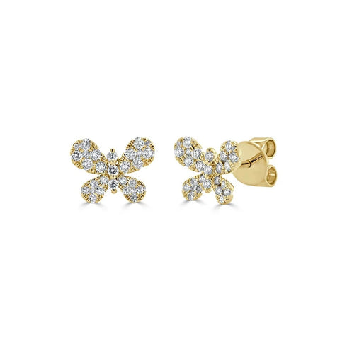 Butterfly Pave Stud Diamond Earrings 0.46ctw - 1