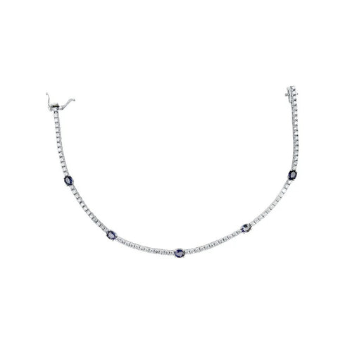 Station 7in Diamond And Blue Sapphire Bracelet - 1