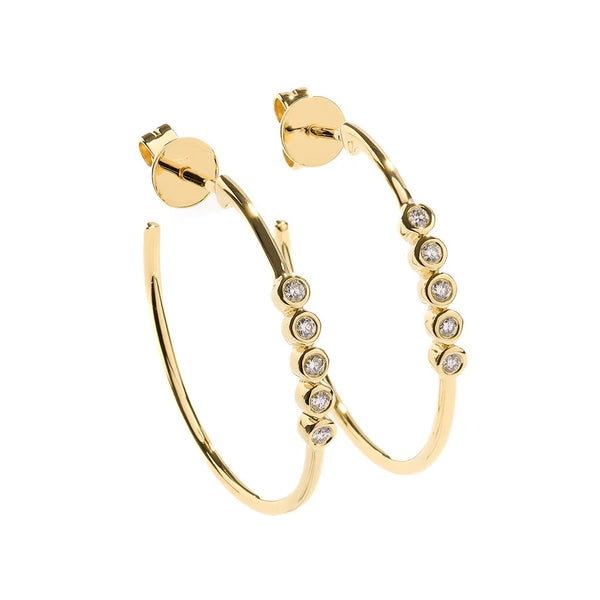 5 Bezel Set Diamond Hoop Earrings - 1