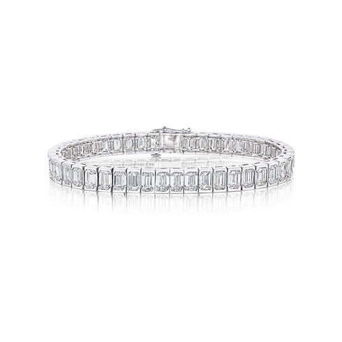 Tennis Bezel Emerald Diamond Bracelet - 1