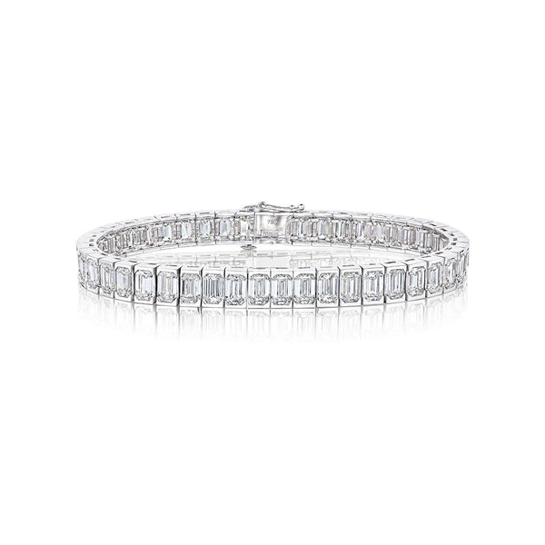 Tennis Bezel Emerald Diamond Bracelet - 1