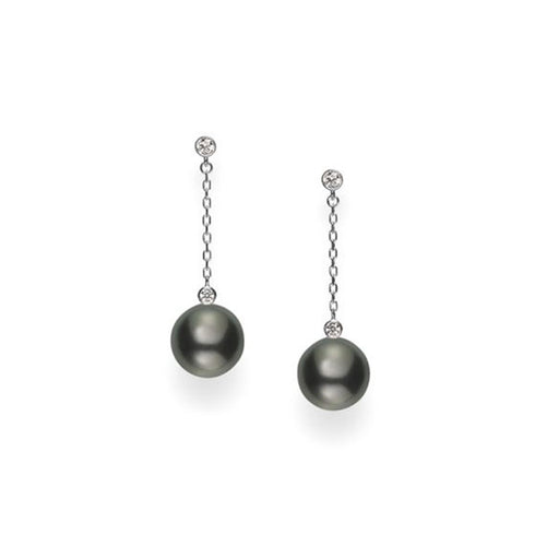 Black South Sea Cultured Pearl And Diamond Drop Earrings - 1