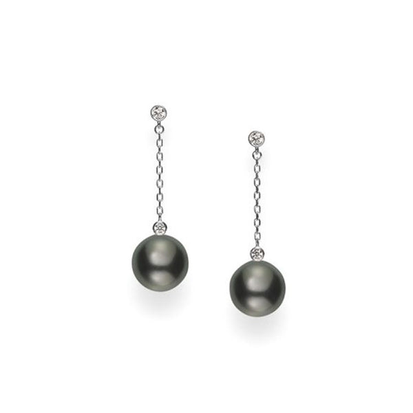 Black South Sea Cultured Pearl And Diamond Drop Earrings - 1