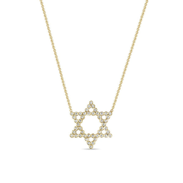 Diamond Bezel Star of David Necklace - 1