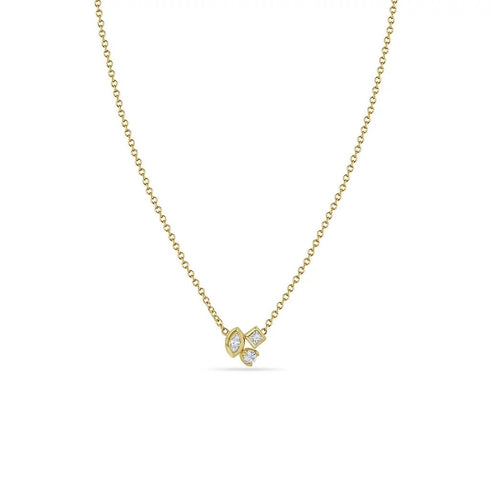 Mixed Cut Diamond Cluster Necklace - 1