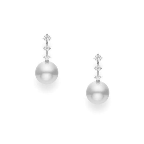 White South Sea Cultured Pearl And Diamond Earrings - 1