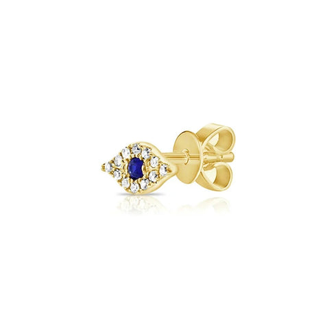 Diamond Sapphire Evil Eye Stud - 1