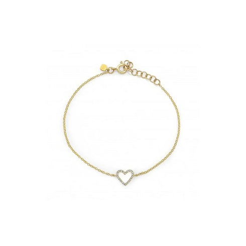 Petite Open Heart Diamond Charm Bracelet - 1