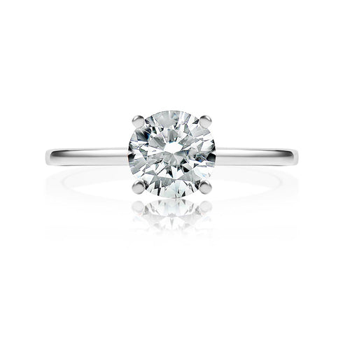 Round Solitaire Thin Band Engagement Ring - 1