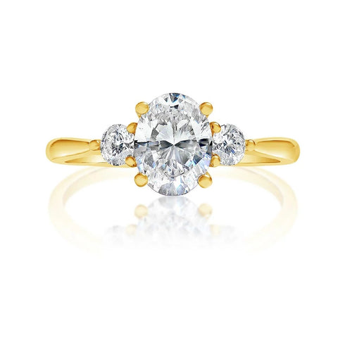 Oval Three Stone Engagement Ring - 1