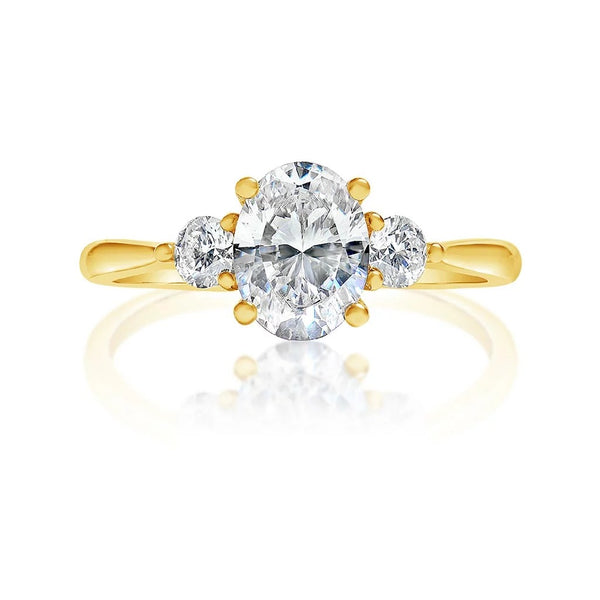 Oval Three Stone Engagement Ring - 1