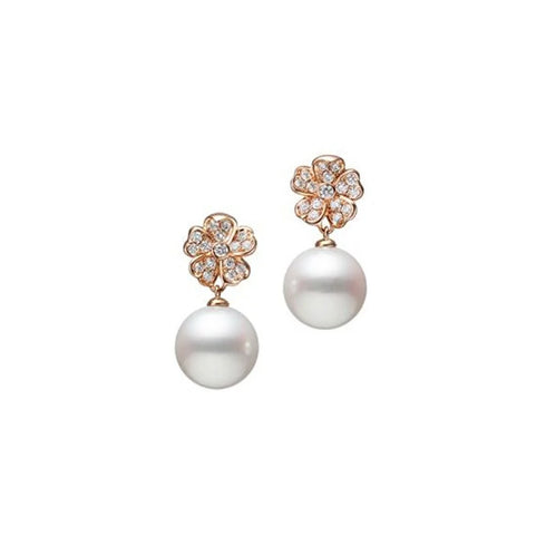 Cherry Blossom Akoya Cultured Pearl And Diamond Earrings - 1