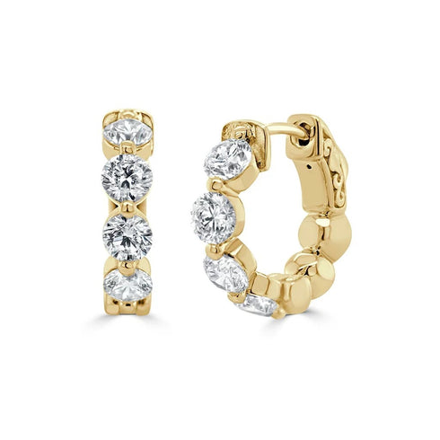 Shared Prong Huggie 0.5mm Diamond Earrings - 1