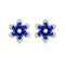 Flower Pave Stud 15mm Diamond And Blue Sapphire Earrings - 1