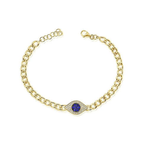 Evil Eye Pave Diamond And Blue Sapphire Bracelet - 1