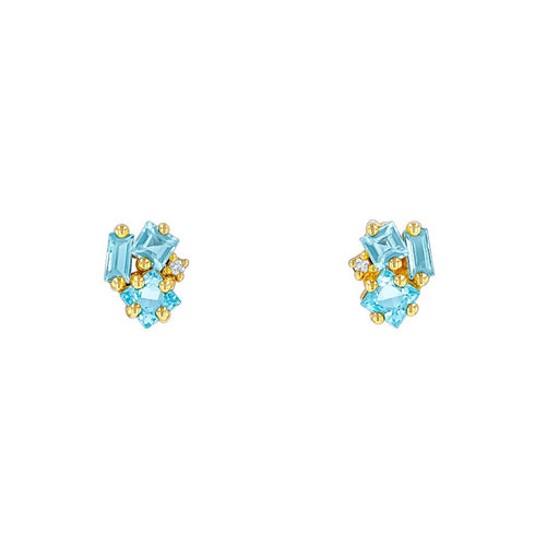 Nadima Blue Topaz Cluster Studs - 1