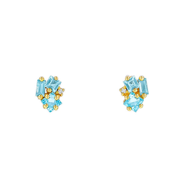 Nadima Blue Topaz Cluster Studs - 1