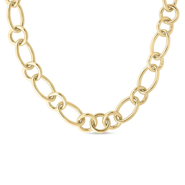Designer Alternating Round And Oval Link Chain Necklace - 1