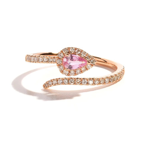 Snake Pink Sapphire And Diamond Wrap Ring - 1