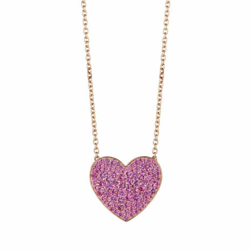 Adjustable Large Heart Cluster Pink Sapphire Pendant - 1