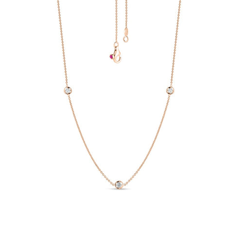 Gold With 3 Diamond Stations Necklace - 1