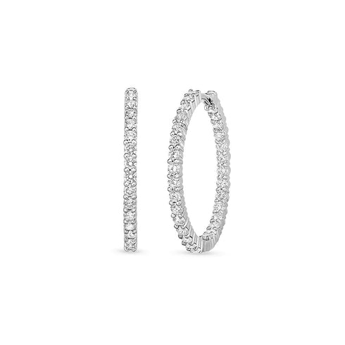 Diamond Inside Outside Hoop Earrings - 1