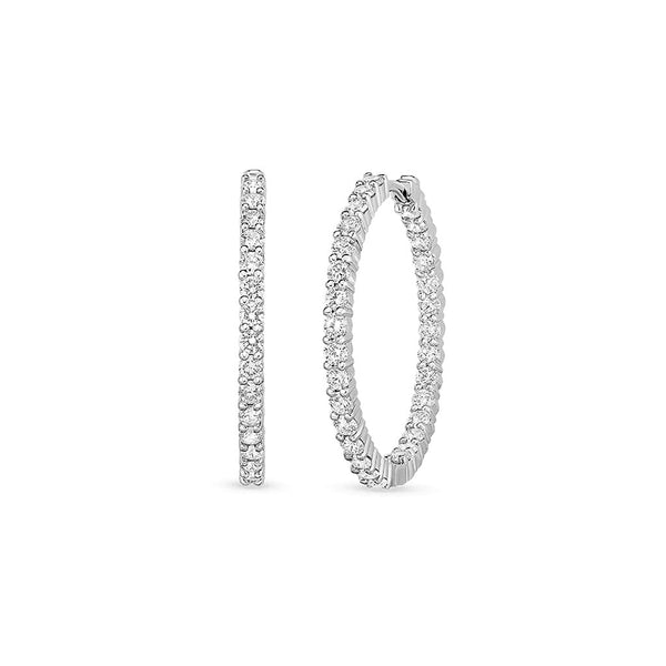 Diamond Inside Outside Hoop Earrings - 1