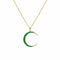 Yellow Gold Necklace With Emerald And Diamond Moon Pendant - 1