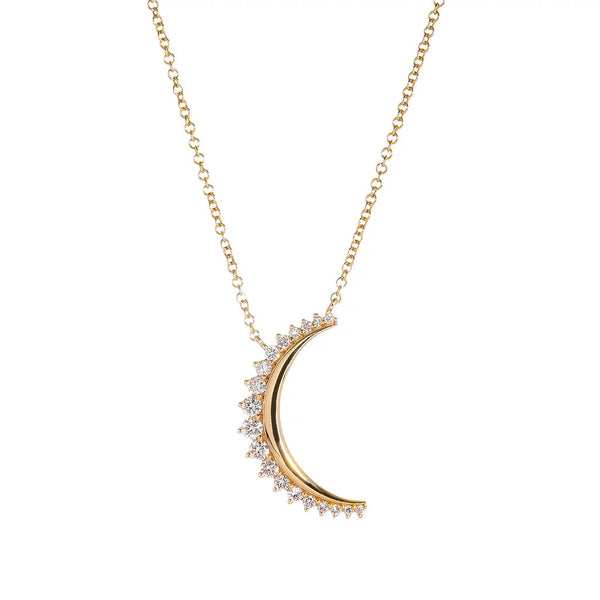 Cresent Moon Diamond Pendant - 1