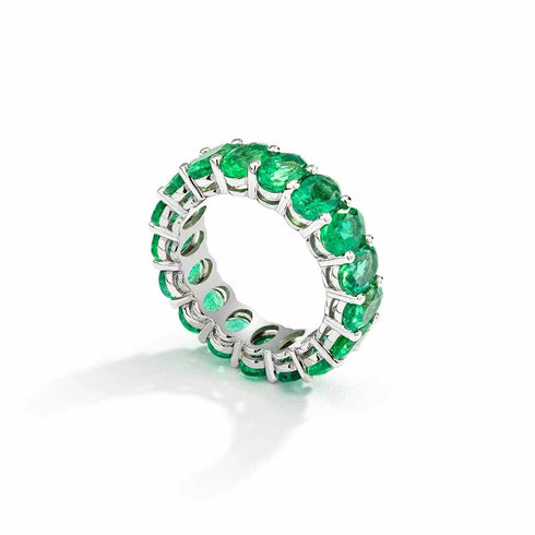 Shared Prong Oval Emerald Eternity Ring - 1