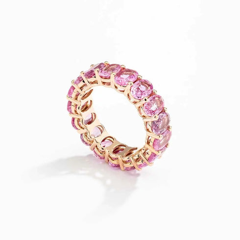 Shared Prong Oval Pink Sapphire Eternity Ring - 1