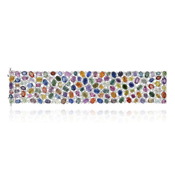 Sutra 18k White Gold Sapphire Bracelet SJBR434 - 1