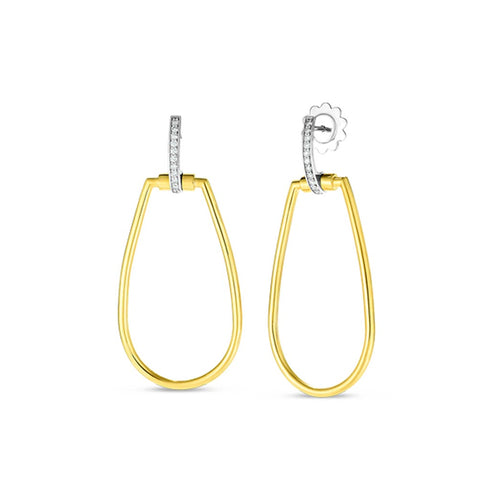 Classic Parisienne Channel Dangle Round Diamond Earrings - 1