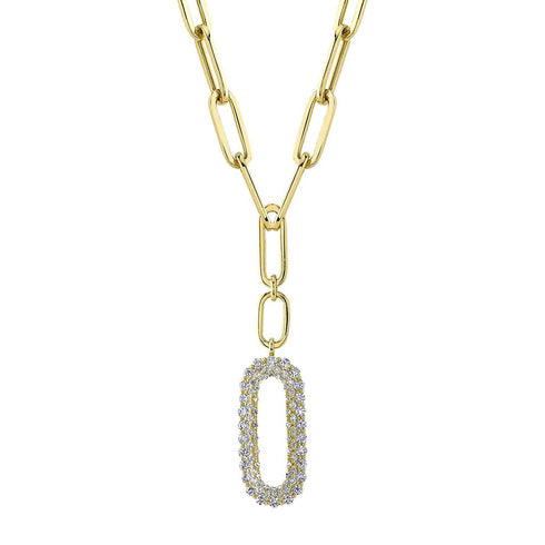 Pave Paperclip Diamond Pendant - 1
