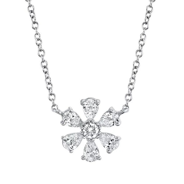 Pear Flower 0.4in Diamond Pendant - 1